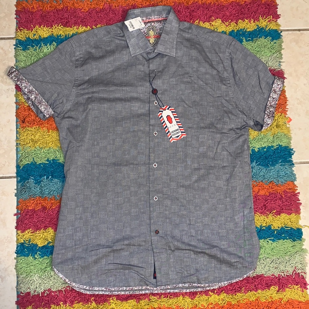 Luchiano Visconti grey button up shirt size L